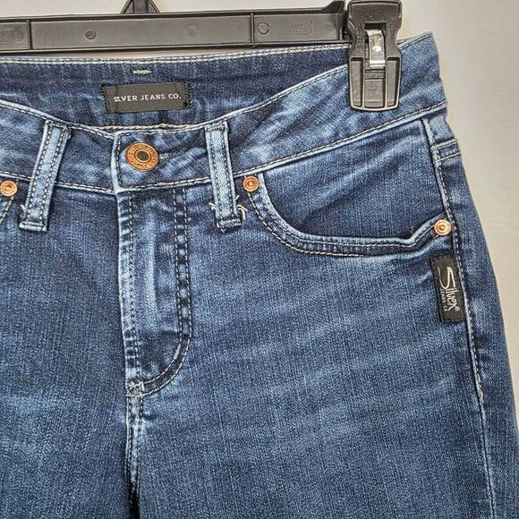 Silver Jeans Suki Capri W27/L23.5 Dark Wash Stretch - Picture 3 of 9